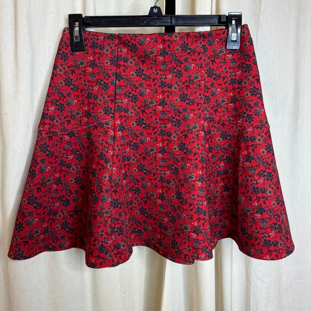 Hollister Mini skater Skirt Womens Size Small Floral Flare Red elastic waist
